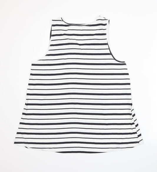 Avenue Womens White Striped  Basic Tank Size 14