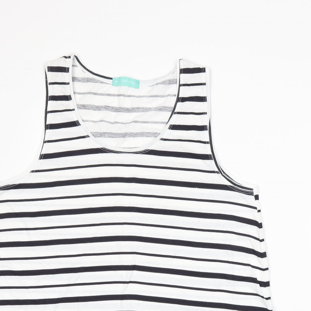 Avenue Womens White Striped  Basic Tank Size 14