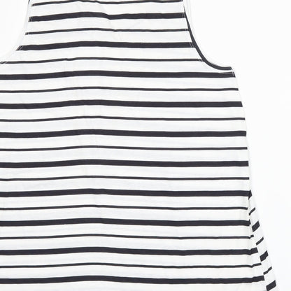Avenue Womens White Striped  Basic Tank Size 14
