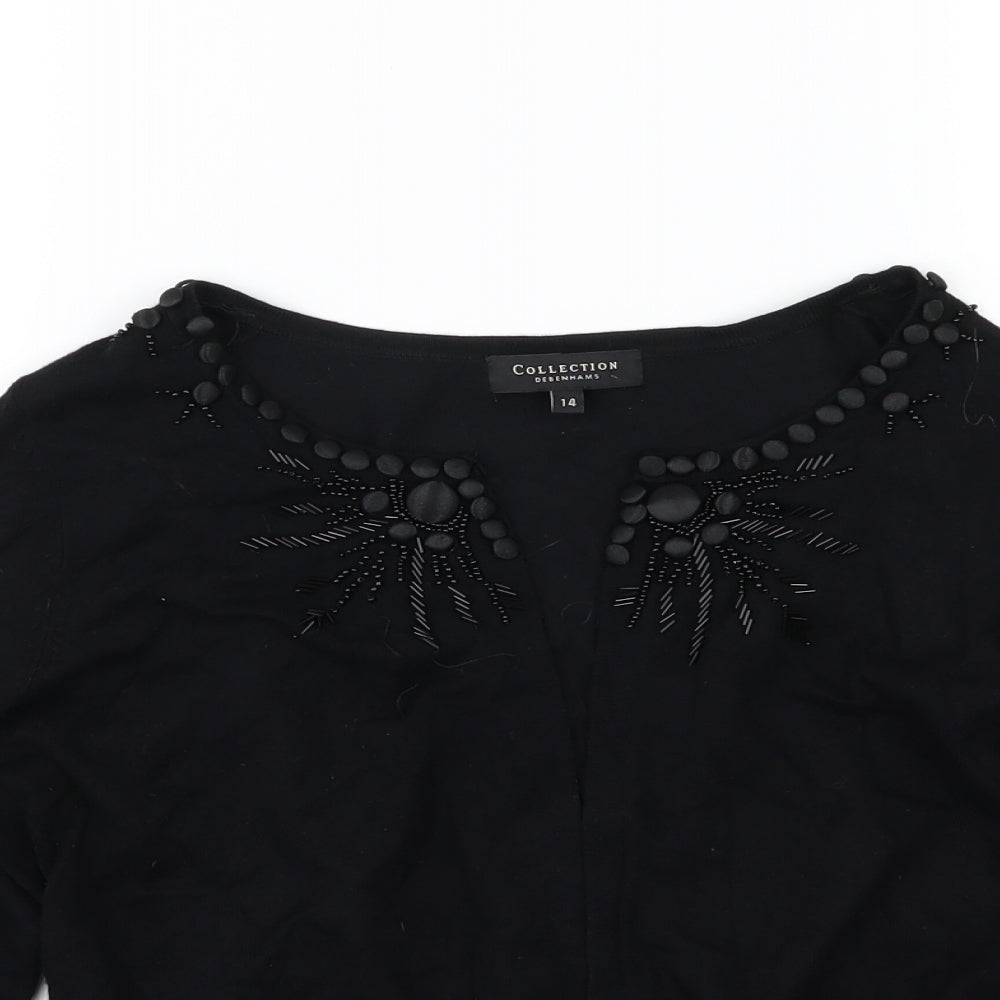 Debenhams Womens Black  Knit Cardigan Jumper Size 14