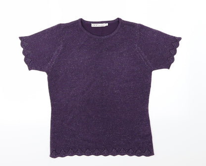 EWM Womens Purple  Knit Pullover Jumper Size S