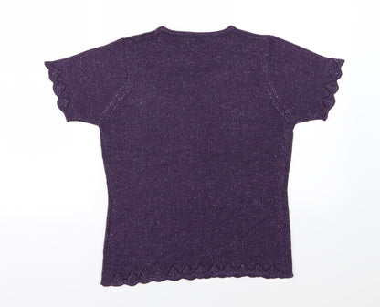 EWM Womens Purple  Knit Pullover Jumper Size S