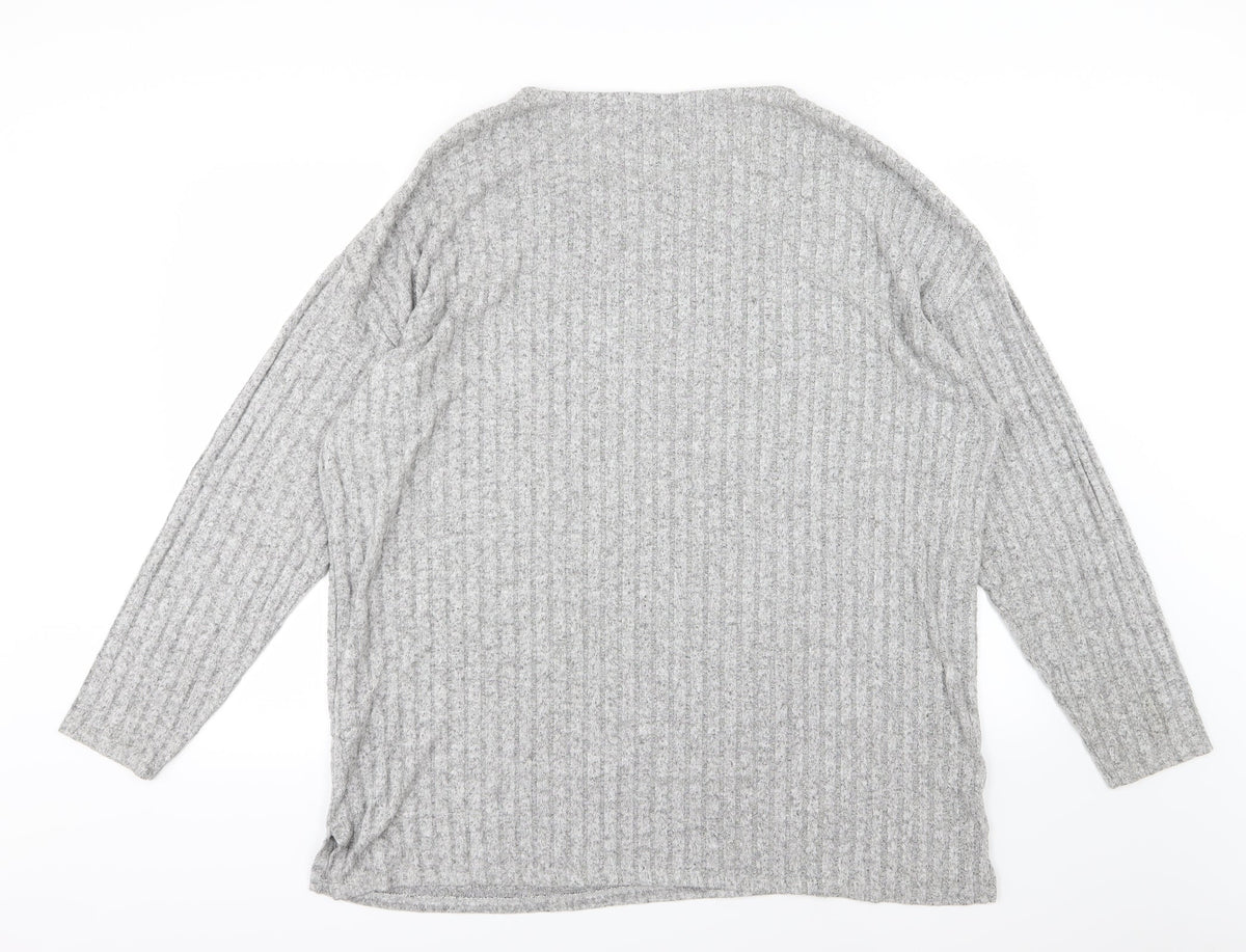 Pep&Co Womens Grey Striped Knit Pullover Jumper Size 20