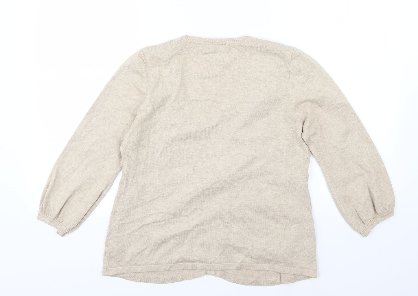 Marks and Spencer Womens Beige Floral Knit Pullover Jumper Size 14  - Cardigan and top all in one