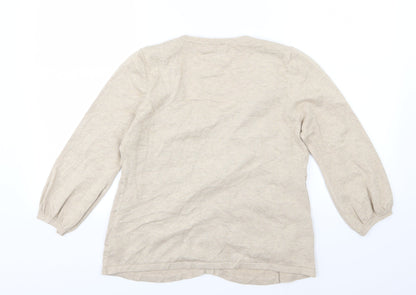Marks and Spencer Womens Beige Floral Knit Pullover Jumper Size 14  - Cardigan and top all in one