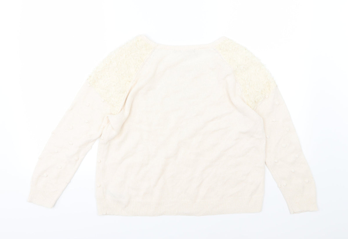 George Womens Beige Polka Dot Knit Pullover Jumper Size 12