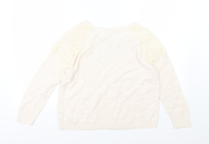 George Womens Beige Polka Dot Knit Pullover Jumper Size 12