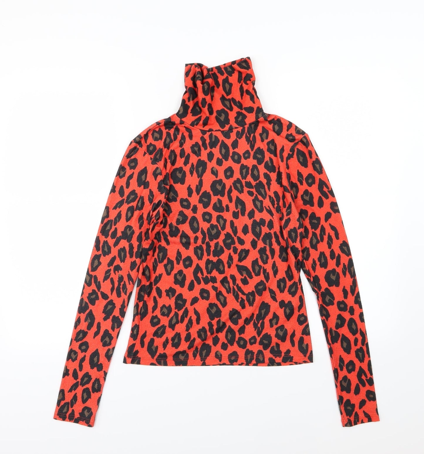 Primark Womens Red Animal Print Jersey Basic T-Shirt Size S