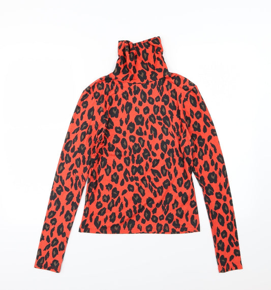 Primark Womens Red Animal Print Jersey Basic T-Shirt Size S