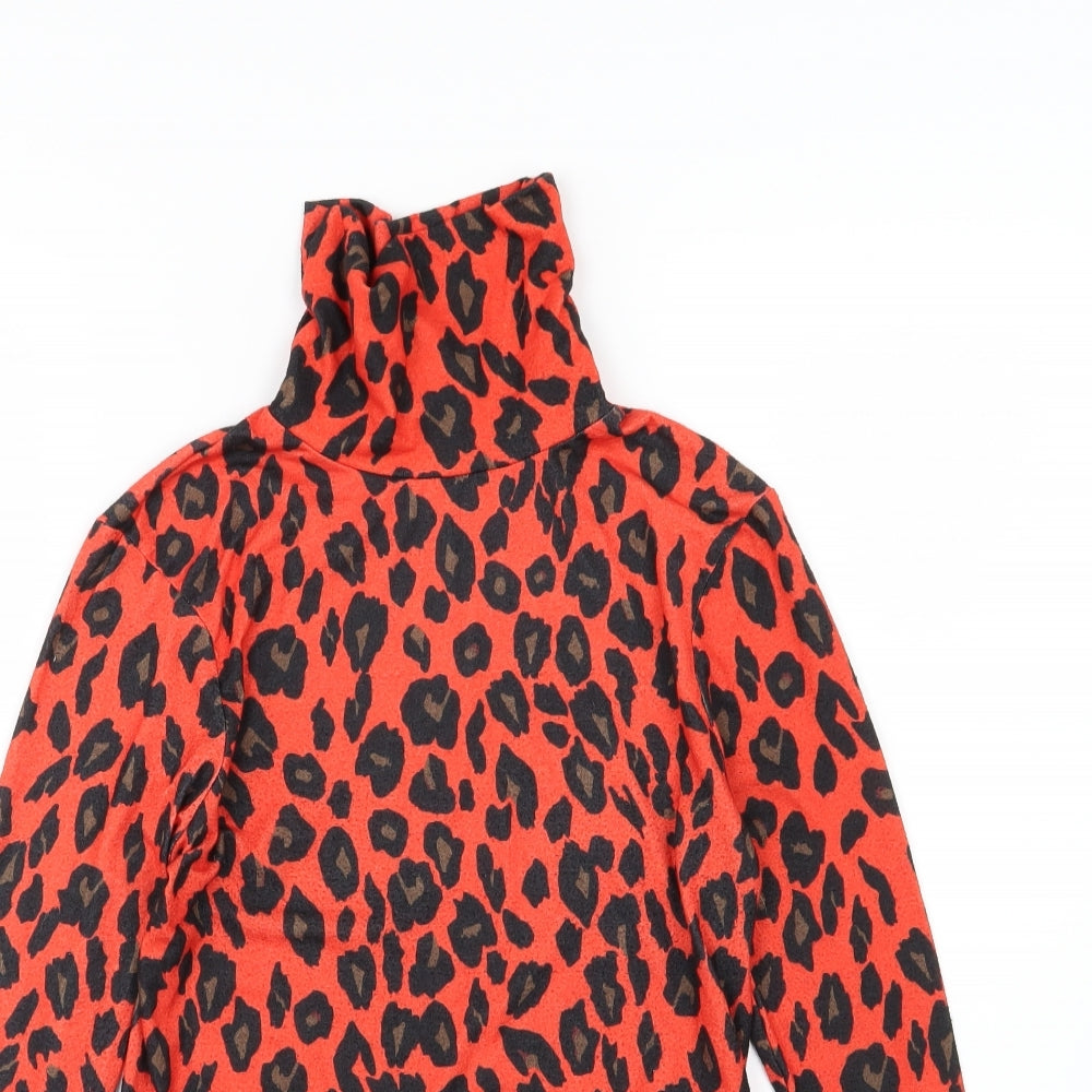 Primark Womens Red Animal Print Jersey Basic T-Shirt Size S