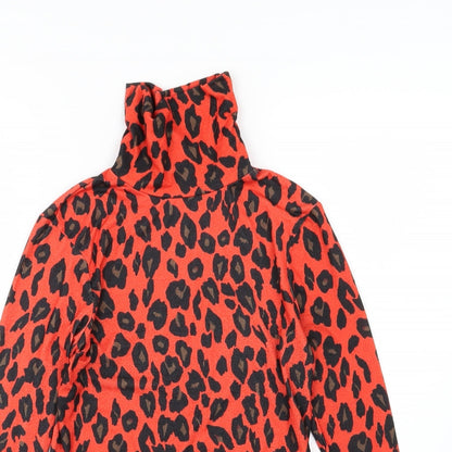 Primark Womens Red Animal Print Jersey Basic T-Shirt Size S
