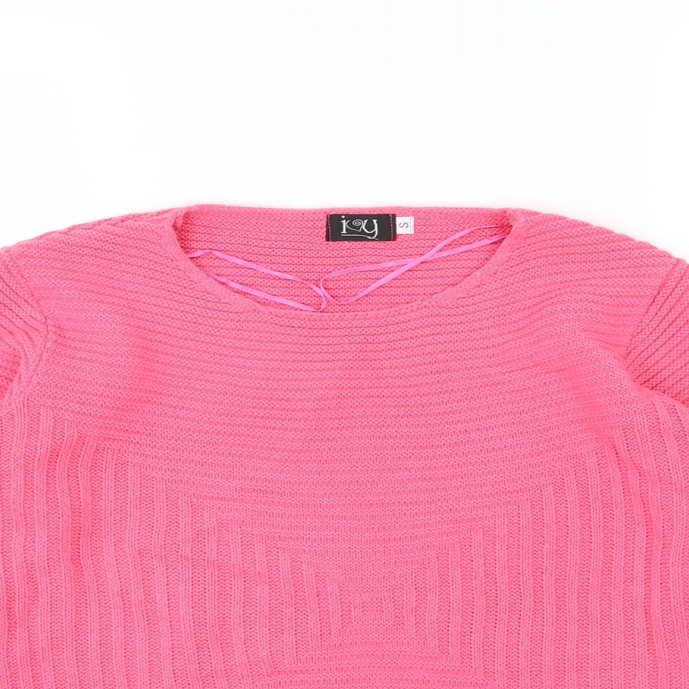 I Love You Womens Pink  Knit Pullover Jumper Size S