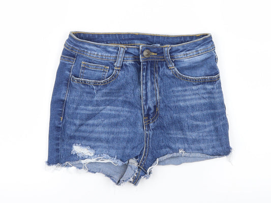 SheIn Womens Blue  Denim Hot Pants Shorts Size S - Ripped