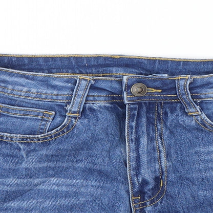 SheIn Womens Blue  Denim Hot Pants Shorts Size S - Ripped