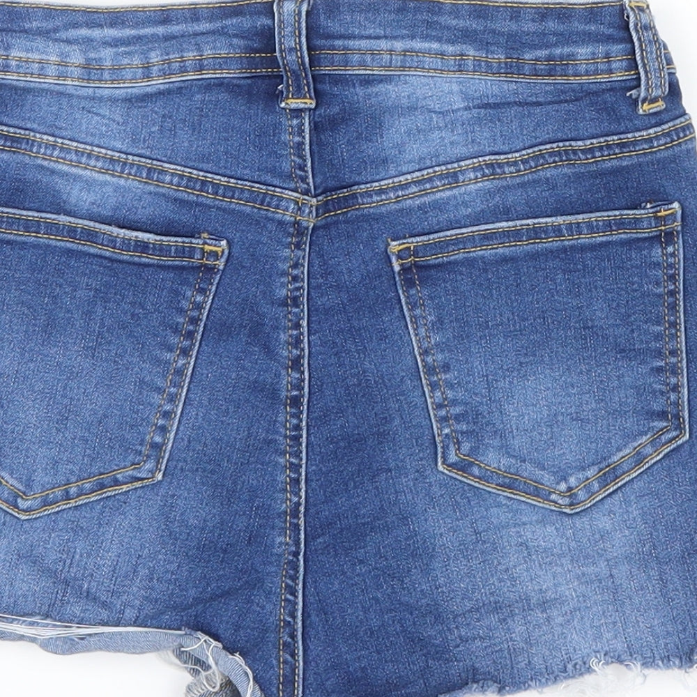 SheIn Womens Blue  Denim Hot Pants Shorts Size S - Ripped