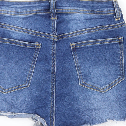 SheIn Womens Blue  Denim Hot Pants Shorts Size S - Ripped
