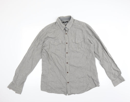 Mens UK Size L Peacocks Green  Button-Up Long Sleeve Casual Shirt