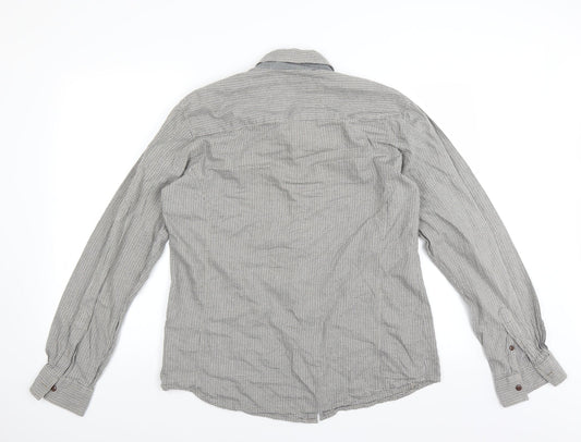 Mens UK Size L Peacocks Green  Button-Up Long Sleeve Casual Shirt