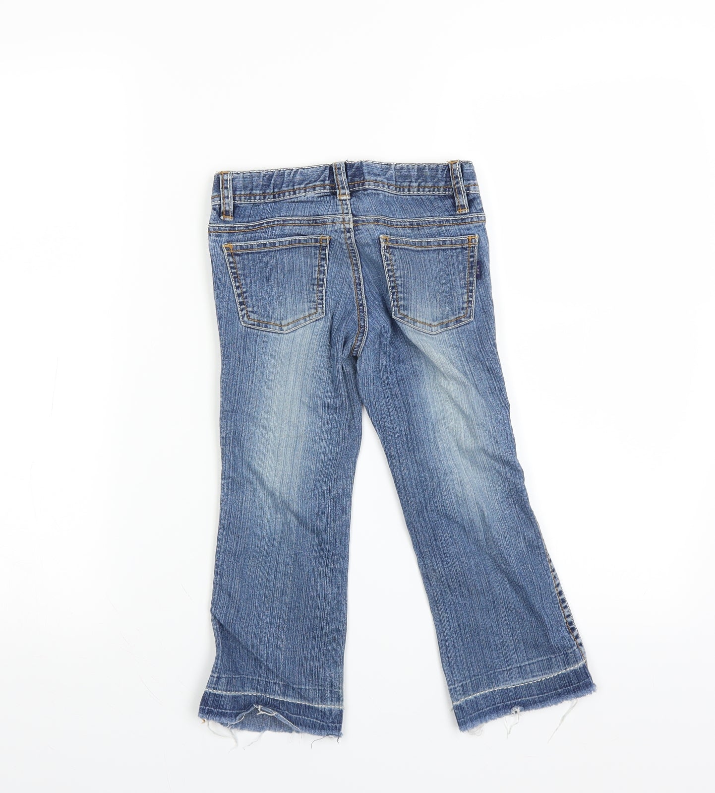 Pumpkin Patch Girls Blue   Straight Jeans Size 4 Years - distressed hem sequins