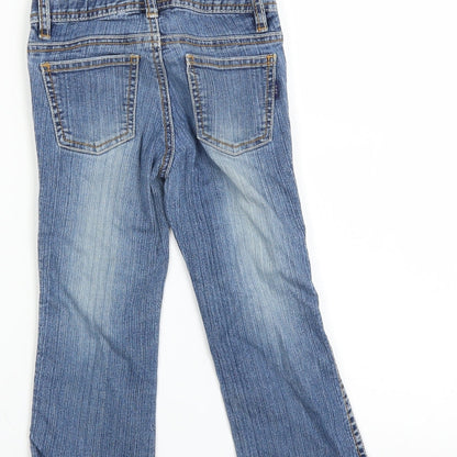 Pumpkin Patch Girls Blue   Straight Jeans Size 4 Years - distressed hem sequins
