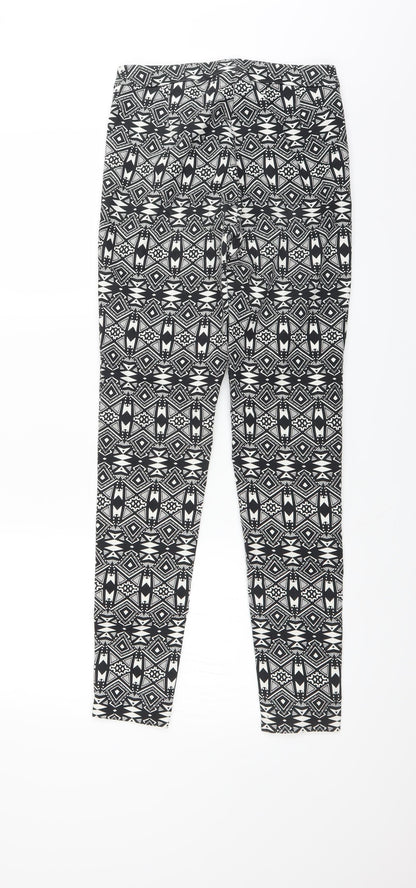 Divided by H&M Womens Black Geometric  Trousers  Size 10 L28 in