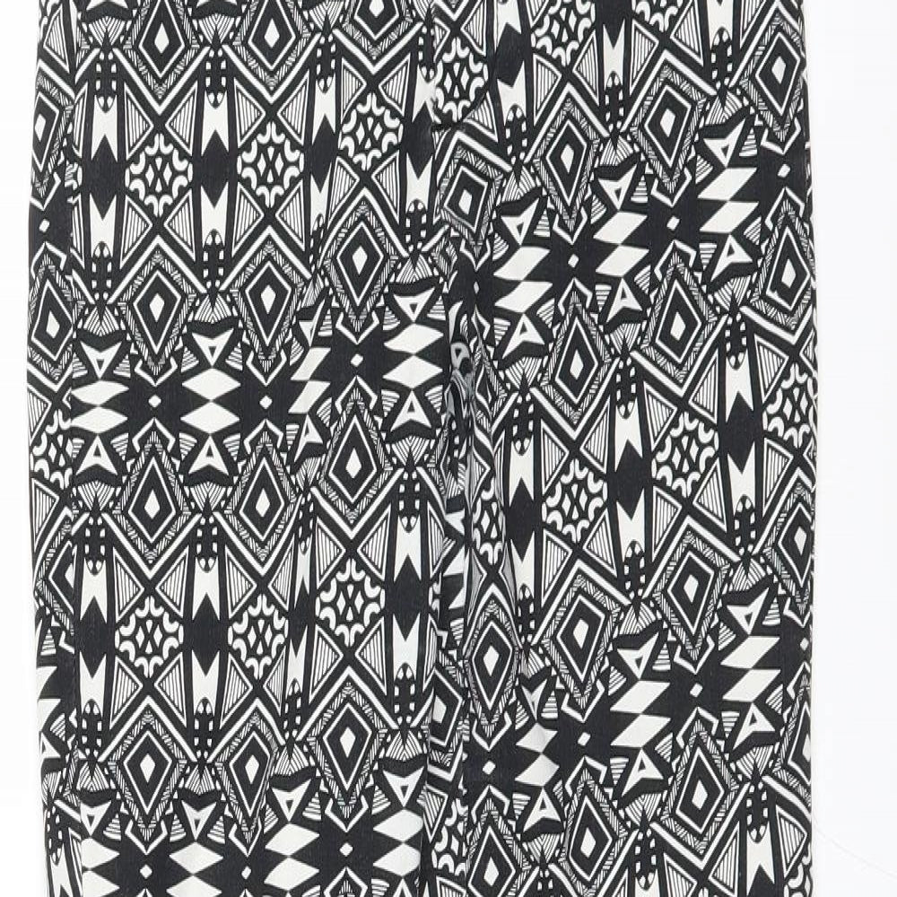 Divided by H&M Womens Black Geometric  Trousers  Size 10 L28 in
