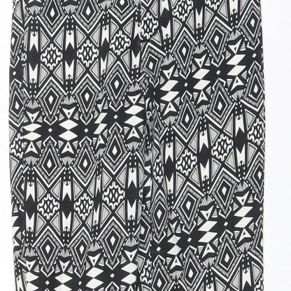 Divided by H&M Womens Black Geometric  Trousers  Size 10 L28 in