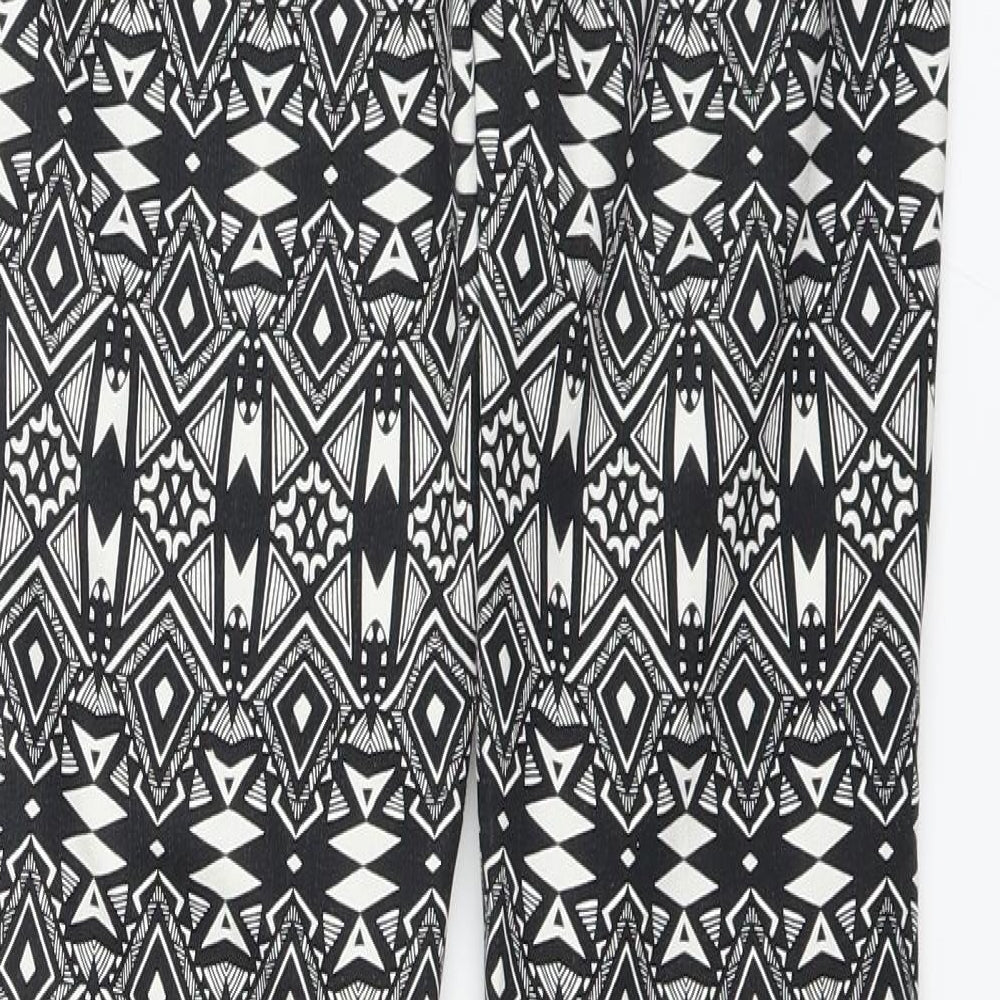 Divided by H&M Womens Black Geometric  Trousers  Size 10 L28 in