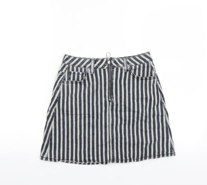 Primark Womens Blue Striped  Mini Skirt Size 6
