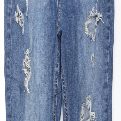 Missguided Womens Blue  Denim Skinny Jeans Size 10 L29 in - DISTRESSED