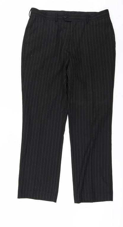 Mens UK Size 30 in CHARLON GREY Regular Fit  Black Trousers