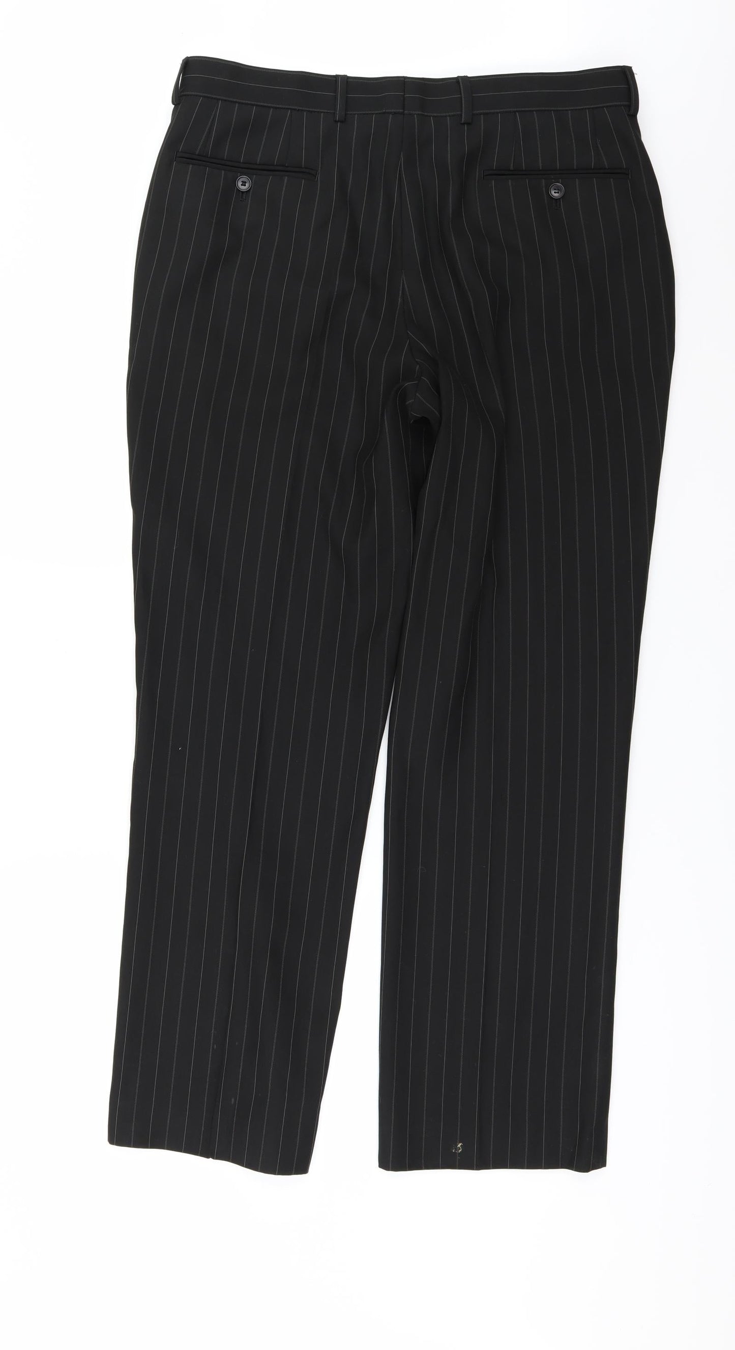 Mens UK Size 30 in CHARLON GREY Regular Fit  Black Trousers