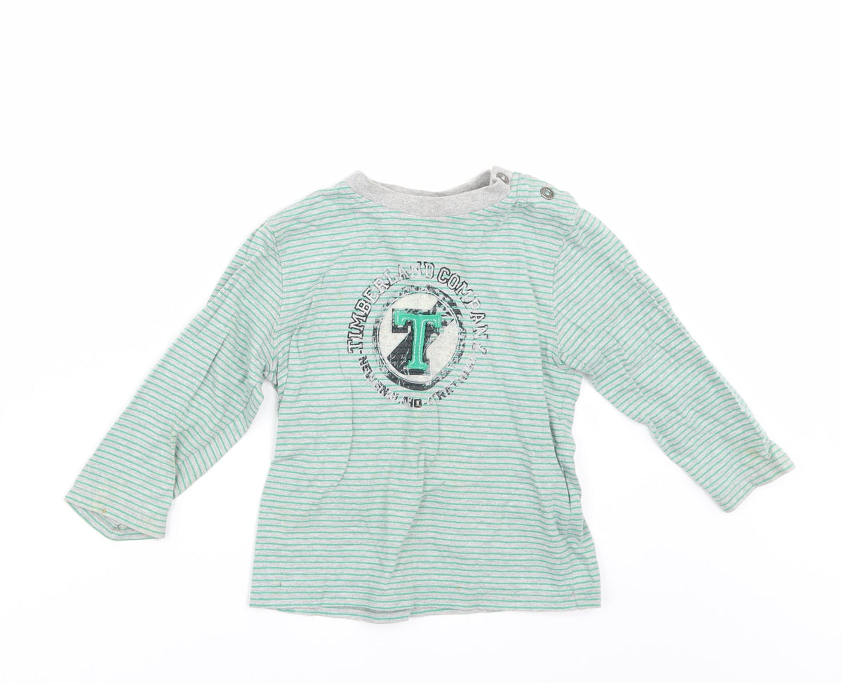 Timberland Boys Grey Striped  Basic T-Shirt Size 2 Years