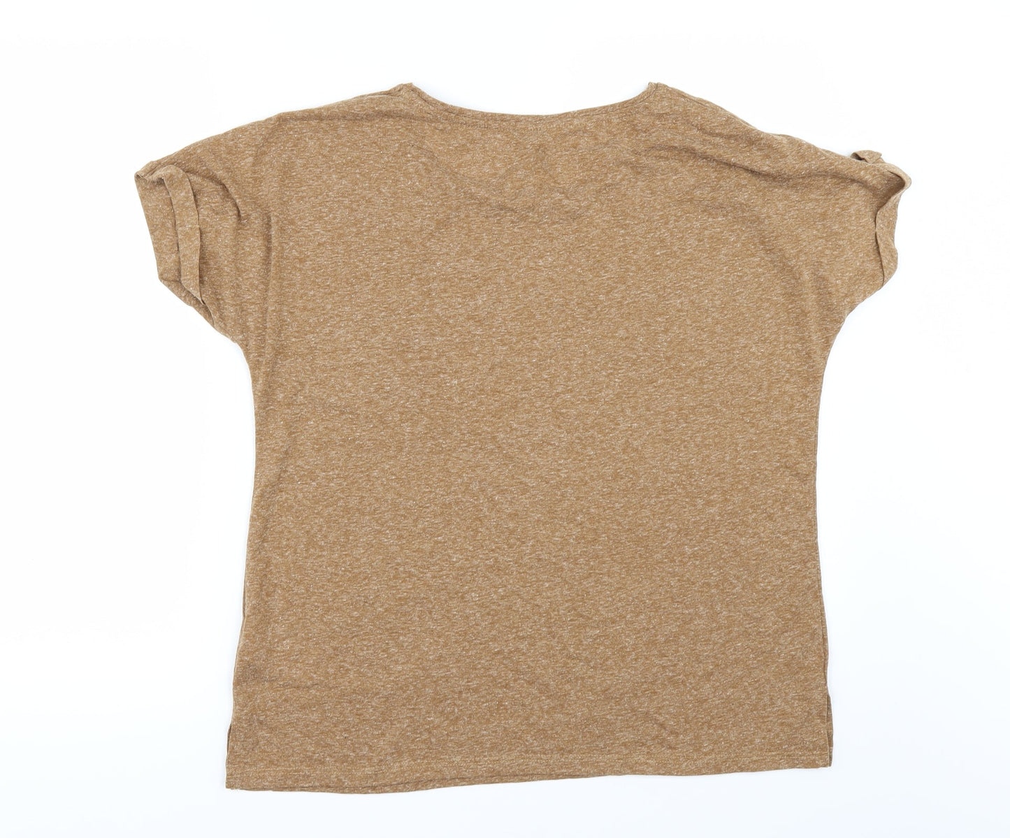 Womens UK Size 4 Warehouse Brown Basic T-Shirt