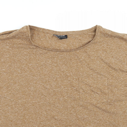 Womens UK Size 4 Warehouse Brown Basic T-Shirt