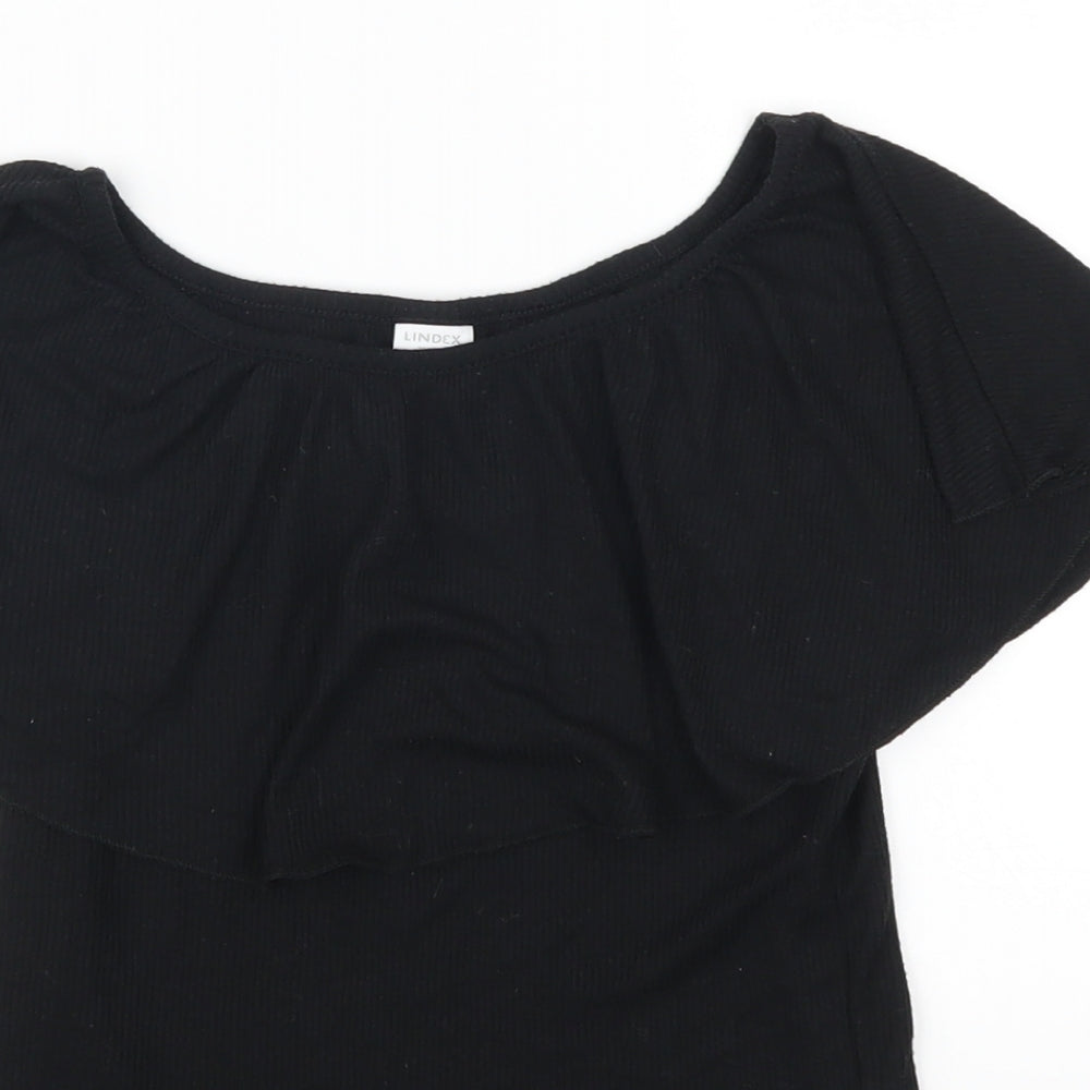 Lindex Girls Black   Basic T-Shirt Size 9-10 Years