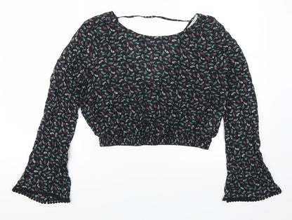 Womens UK Size M Pull & Bear Purple Cropped T-Shirt