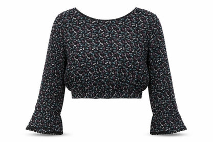 Pull&Bear Womens Purple Paisley  Cropped T-Shirt Size M