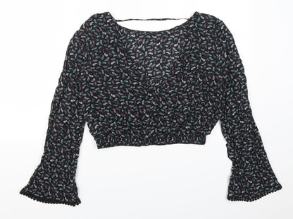 Womens UK Size M Pull & Bear Purple Cropped T-Shirt