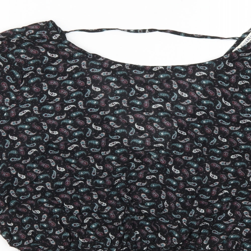 Womens UK Size M Pull & Bear Purple Cropped T-Shirt