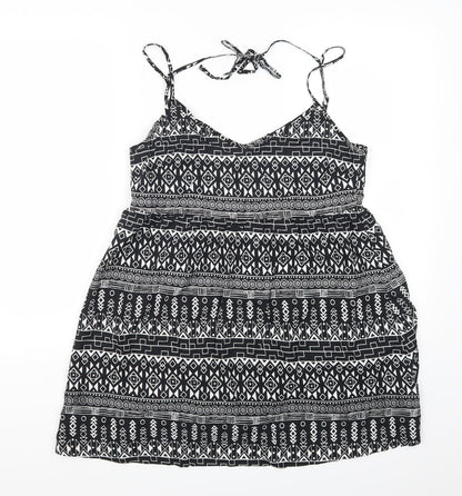 H&M Womens Black Geometric  Tank Dress  Size 8