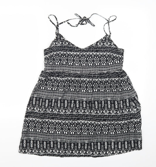 H&M Womens Black Geometric  Tank Dress  Size 8