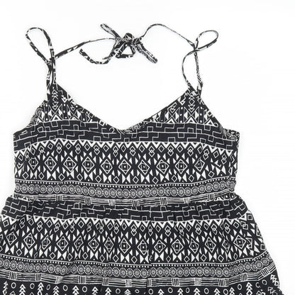 H&M Womens Black Geometric  Tank Dress  Size 8