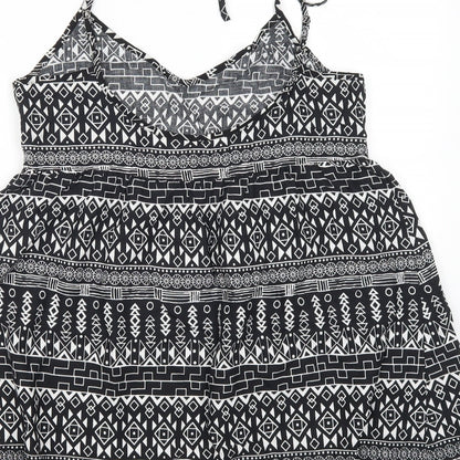 H&M Womens Black Geometric  Tank Dress  Size 8