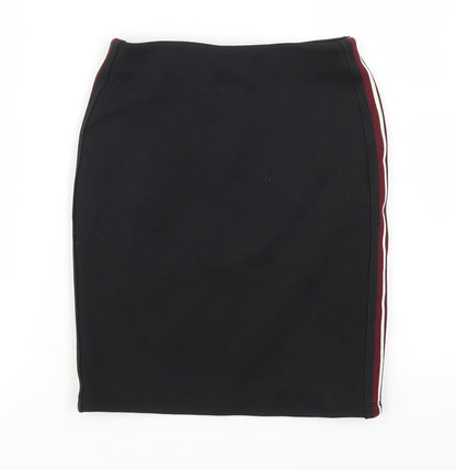 New Look Womens Black   Straight & Pencil Skirt Size 4  - Red Side Stripe