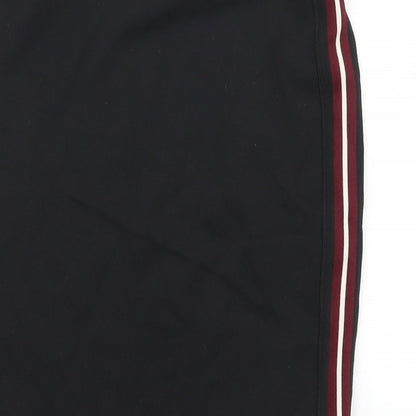 New Look Womens Black   Straight & Pencil Skirt Size 4  - Red Side Stripe