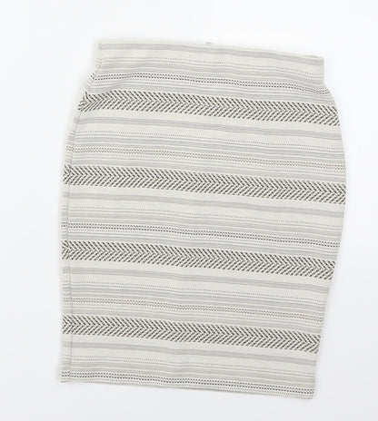 Miss Selfridge Womens Beige Striped  Straight & Pencil Skirt Size 4