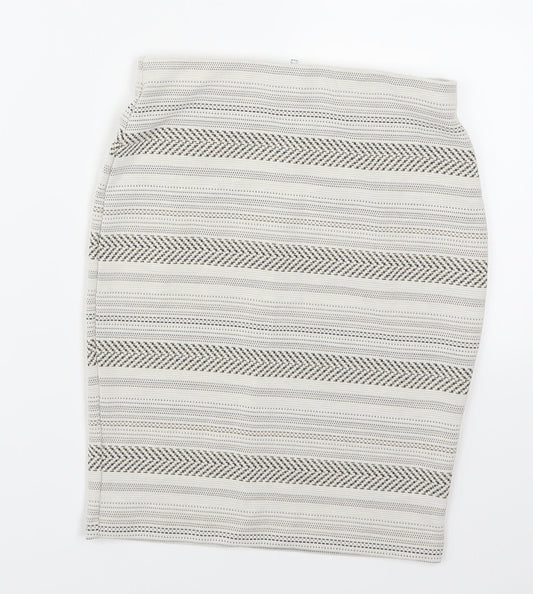 Miss Selfridge Womens Beige Striped  Straight & Pencil Skirt Size 4