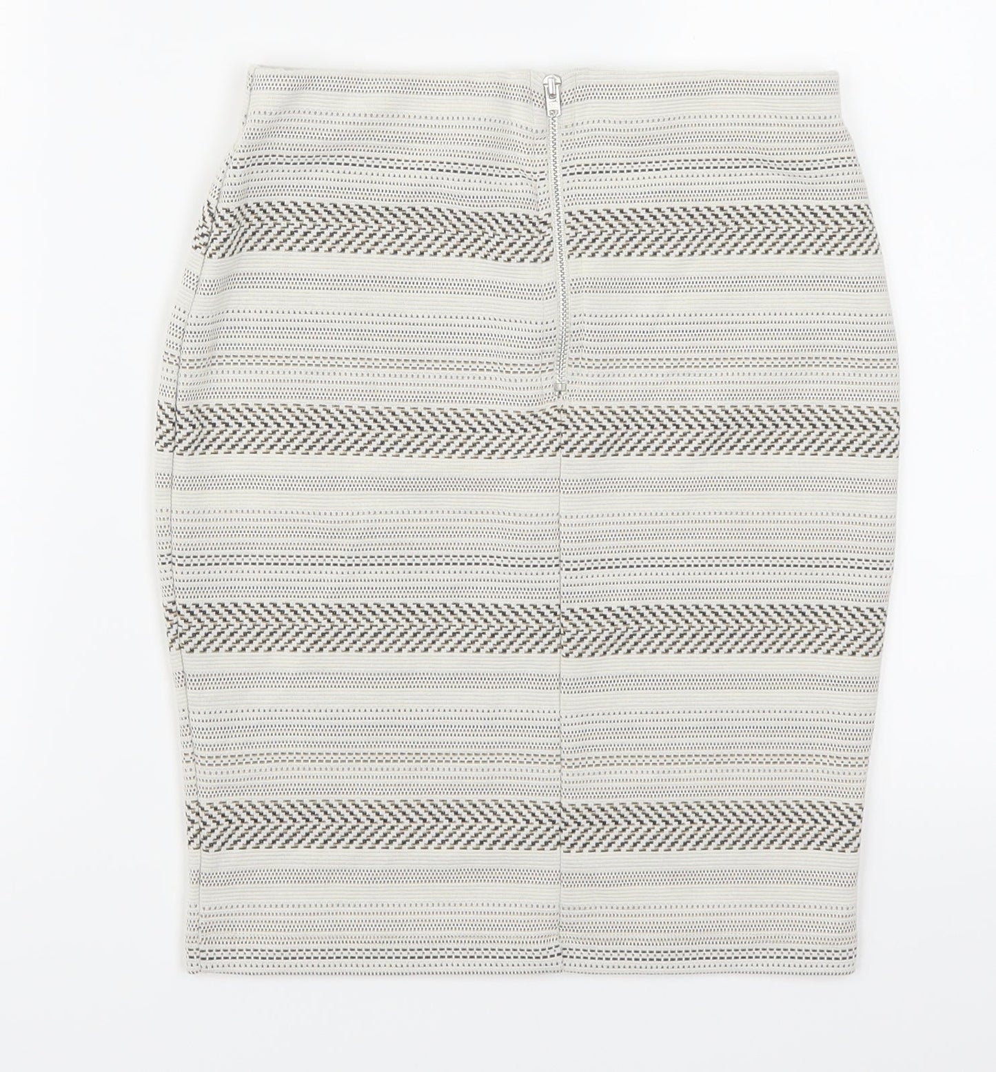 Miss Selfridge Womens Beige Striped  Straight & Pencil Skirt Size 4