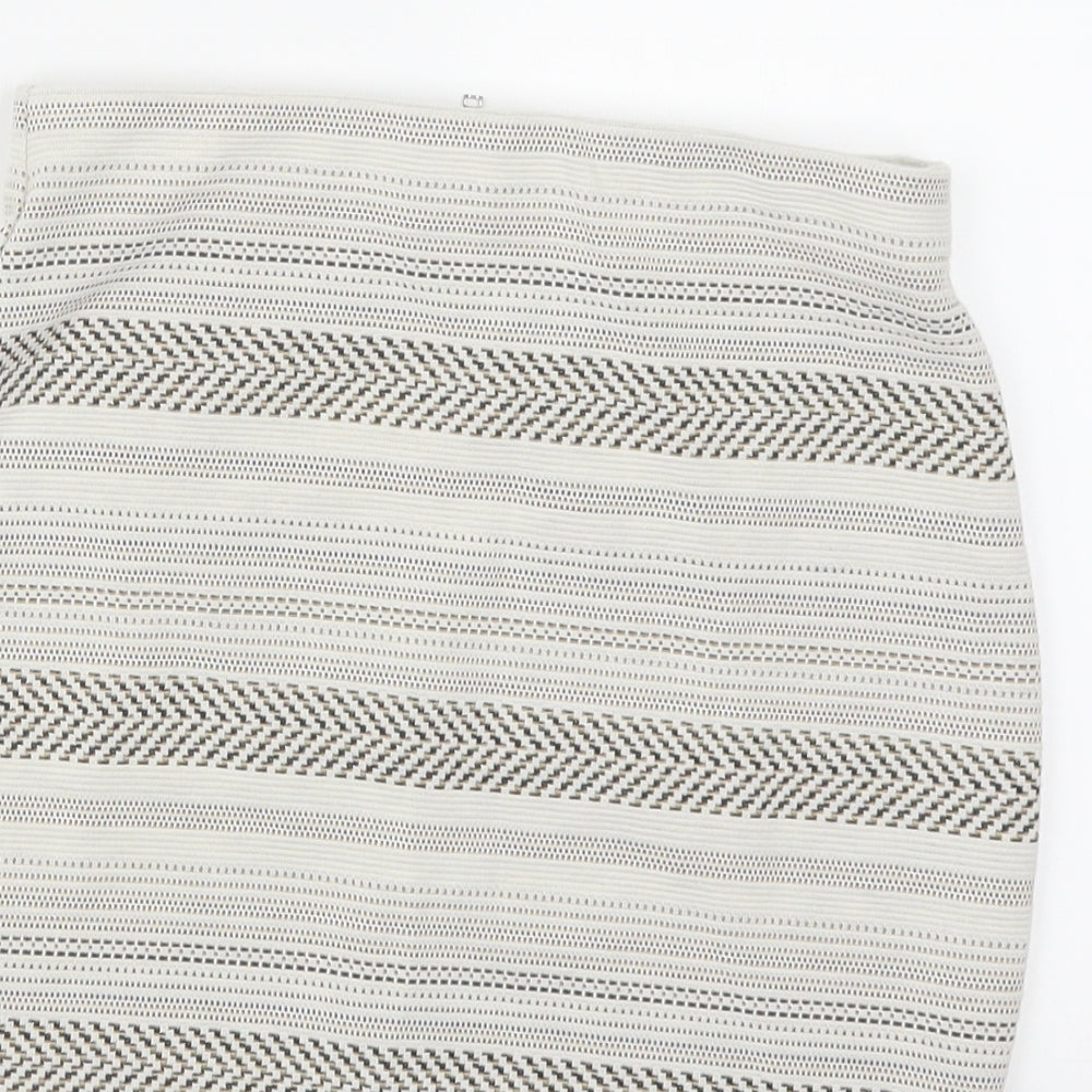 Miss Selfridge Womens Beige Striped  Straight & Pencil Skirt Size 4